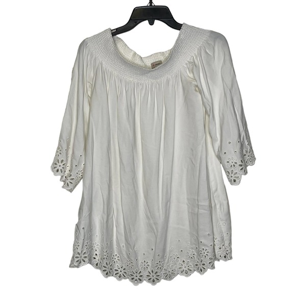 Daniel Cremieux Blouse Top Size Small White With Floral Lace Rayon Womens - Picture 1 of 8